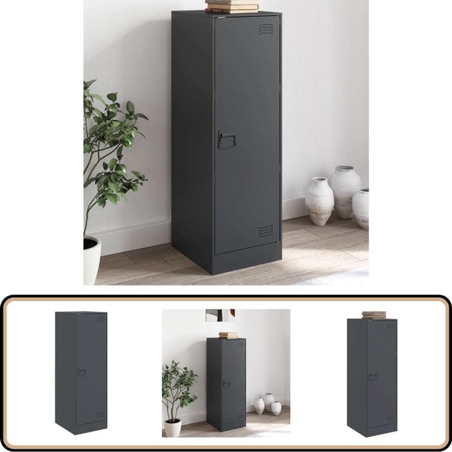 VidaXL Dressoir 34 5x39x107 cm Staal Antraciet Televisiekast Tv Meubel Mediabox Salontafel Opbergkast