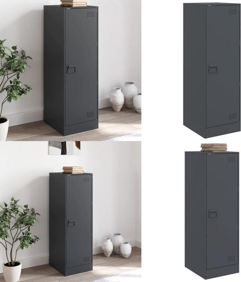 VidaXL Dressoir 34 5x39x107 cm staal antracietkleurig Dressoir Dressoirs Opbergkast Wandkast