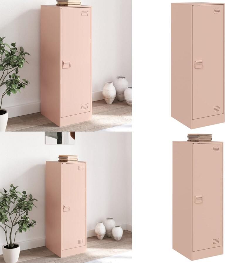 VidaXL Dressoir 34 5x39x107 cm staal roze Dressoir Dressoirs Opbergkast Wandkast