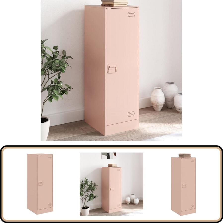 VidaXL Dressoir Roze 34 5x39x107 cm Staal Televisiescherm Tv Stand Roestvrijstalen Kast Metalen Kast Opbergkast