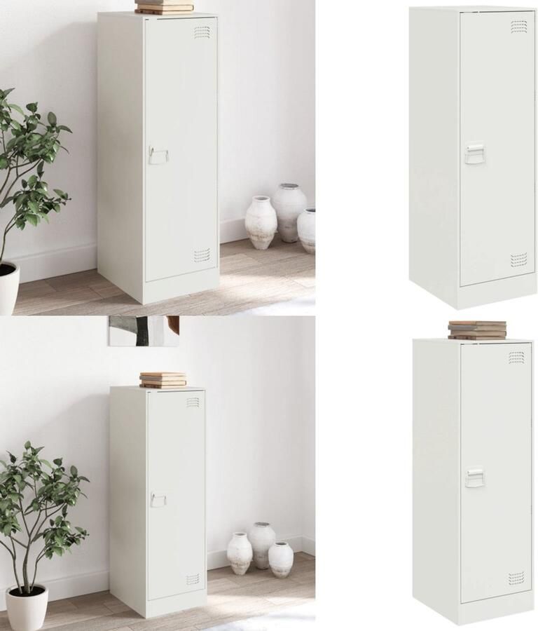 VidaXL Dressoir 34 5x39x107 cm staal wit Dressoir Dressoirs Opbergkast Wandkast