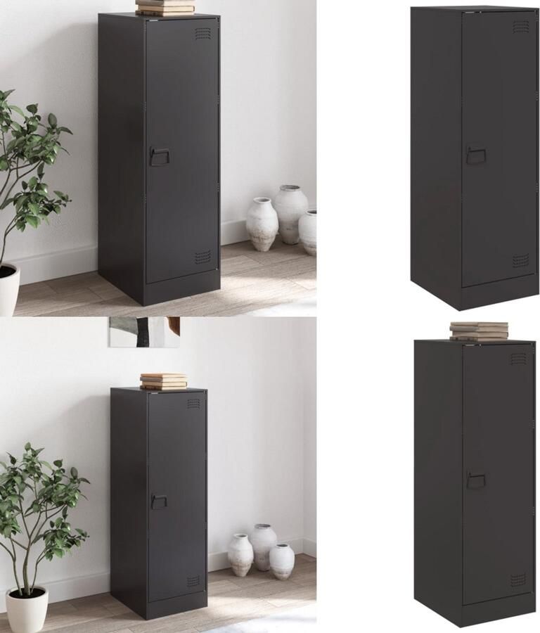 VidaXL Dressoir 34 5x39x107 cm staal zwart Dressoir Dressoirs Opbergkast Wandkast