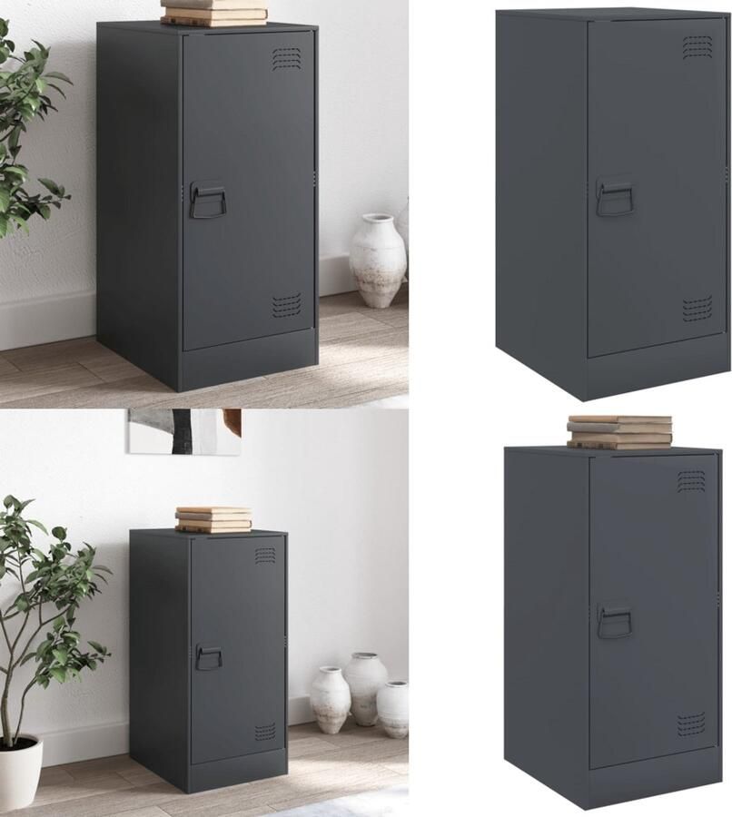 VidaXL Dressoir 34 5x39x73 cm staal antracietkleurig Dressoir Dressoirs Opbergkast Wandkast