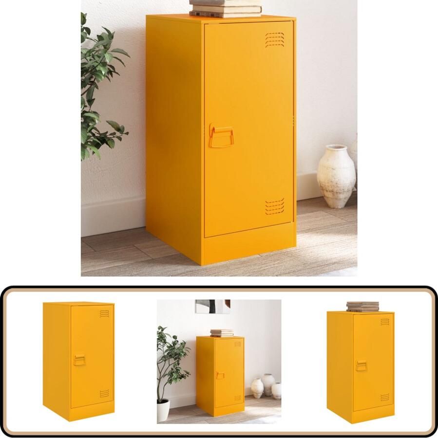 The Living Store Dressoir 34 5x39x73 cm staal mosterdgeel Tv Meubel Dressoir Tv Kast Opbergkast Salontafel