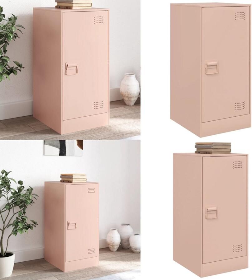 VidaXL Dressoir 34 5x39x73 cm staal roze Dressoir Dressoirs Opbergkast Wandkast