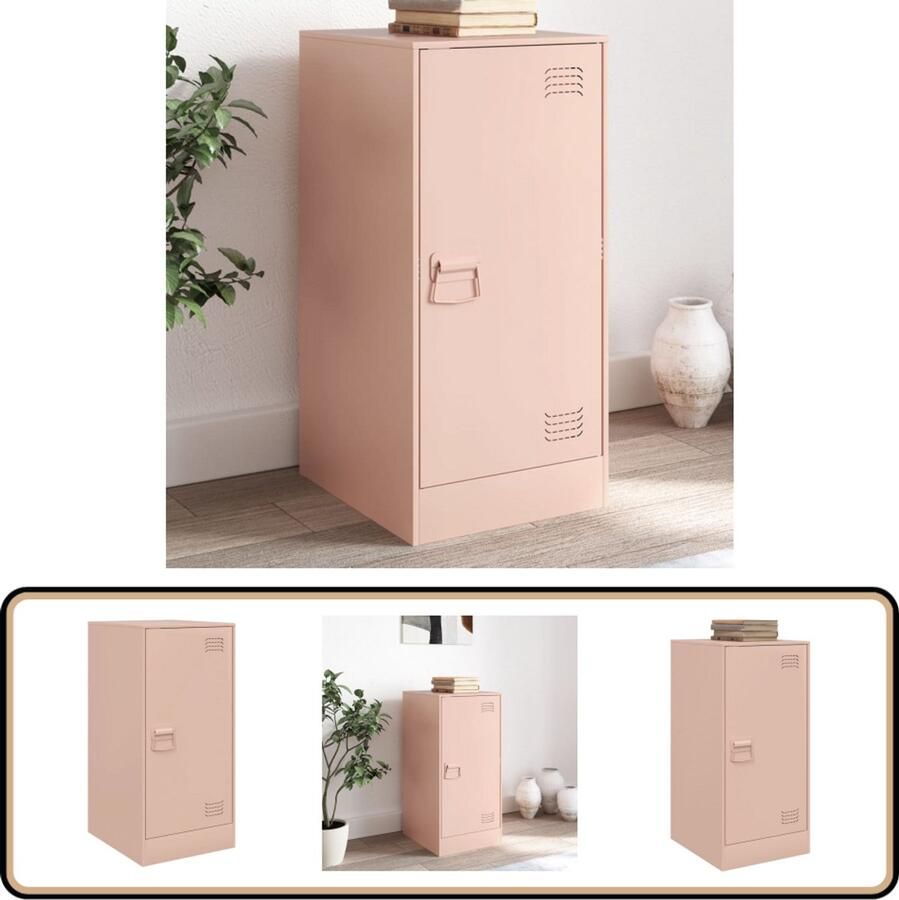 VidaXL Dressoir Staal Roze 34 5x39x73 cm Dressoir Tv-meubel Rozerood Metalen Dressoir Opbergkast