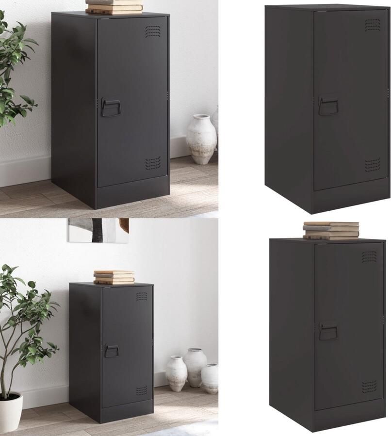 VidaXL Dressoir 34 5x39x73 cm staal zwart Dressoir Dressoirs Opbergkast Wandkast