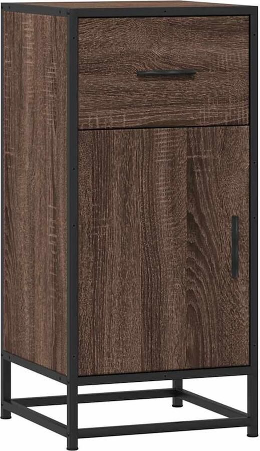 VidaXL Dressoir 35 5x35x76 cm bewerkt hout en metaal bruin eikenkleur