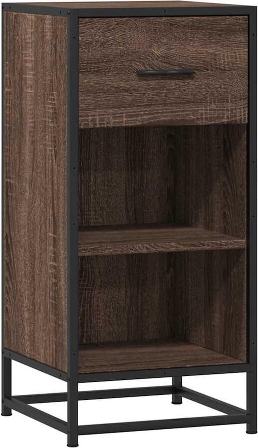 VidaXL Dressoir 35 5x35x76 cm bewerkt hout en metaal bruin eikenkleur