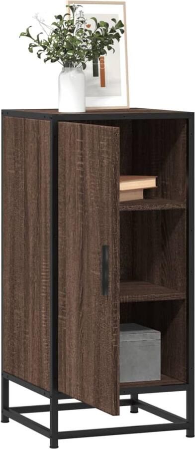 VidaXL Dressoir 35 5x35x76 cm bewerkt hout en metaal bruin eikenkleur