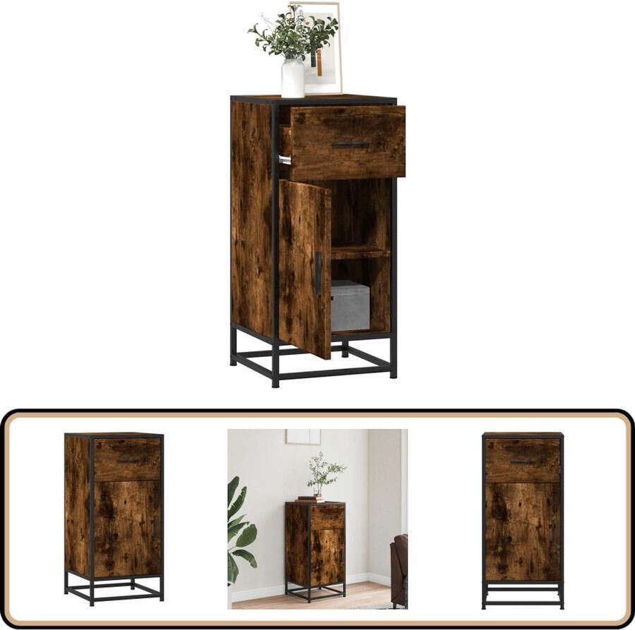 VidaXL Dressoir Gerookt Eiken Hout & Metaal Dressoir Industrieel Design Houten Dressoir Modern Dressoir Opbergkast