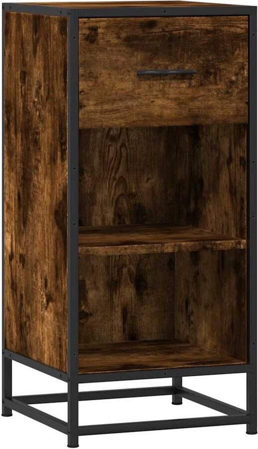 VidaXL Dressoir 35 5x35x76 cm bewerkt hout en metaal gerookt eiken