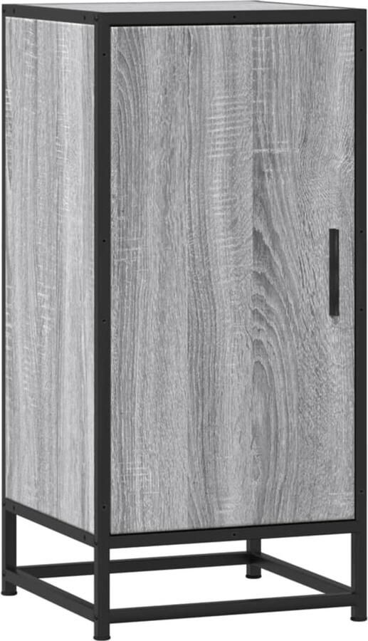 The Living Store Dressoir 35 5x35x76 cm bewerkt hout en metaal grijs sonoma Dressoir Grijze Dressoirs Houten Dressoir Vintage Dressoir Salontafel - Foto 2