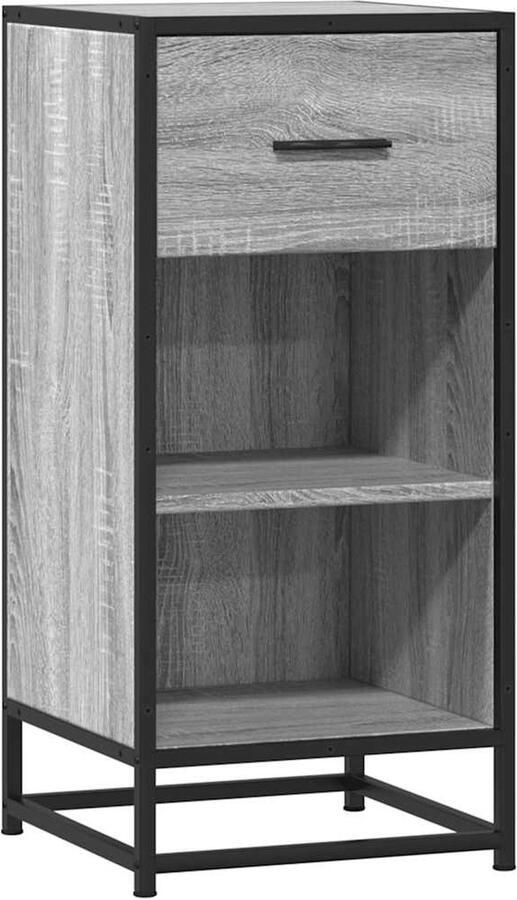 VidaXL Dressoir 35 5x35x76 cm bewerkt hout en metaal grijs sonoma