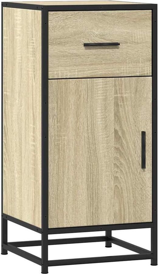 VidaXL Dressoir 35 5x35x76 cm bewerkt hout en metaal sonoma eikenkleur