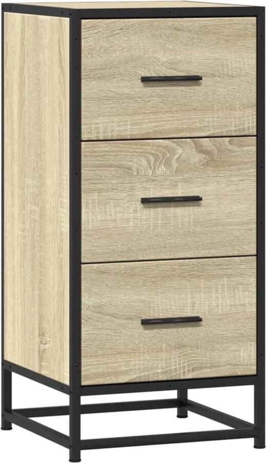 VidaXL Dressoir 35 5x35x76 cm bewerkt hout en metaal sonoma eikenkleur - Foto 2