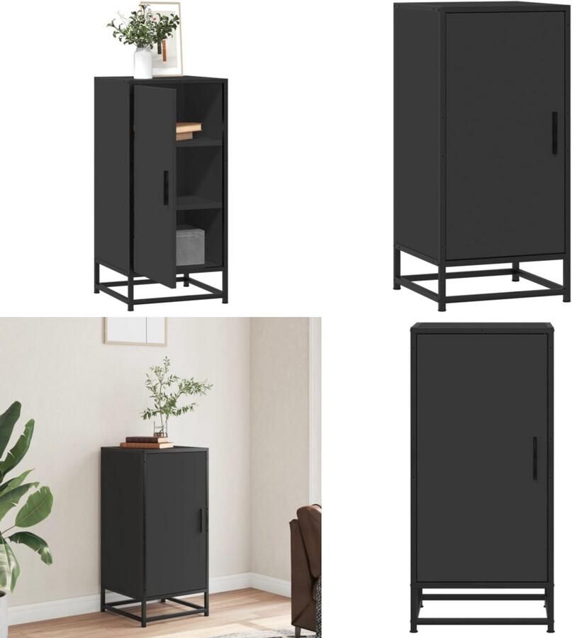 VidaXL Dressoir 35 5x35x76 cm bewerkt hout en metaal zwart Dressoir Dressoirs Opbergkast Wandkast