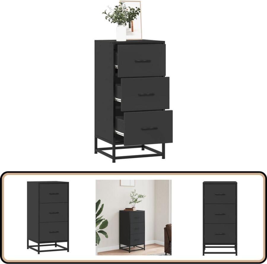 VidaXL Dressoir 35 5x35x76 cm bewerkt hout en metaal zwart