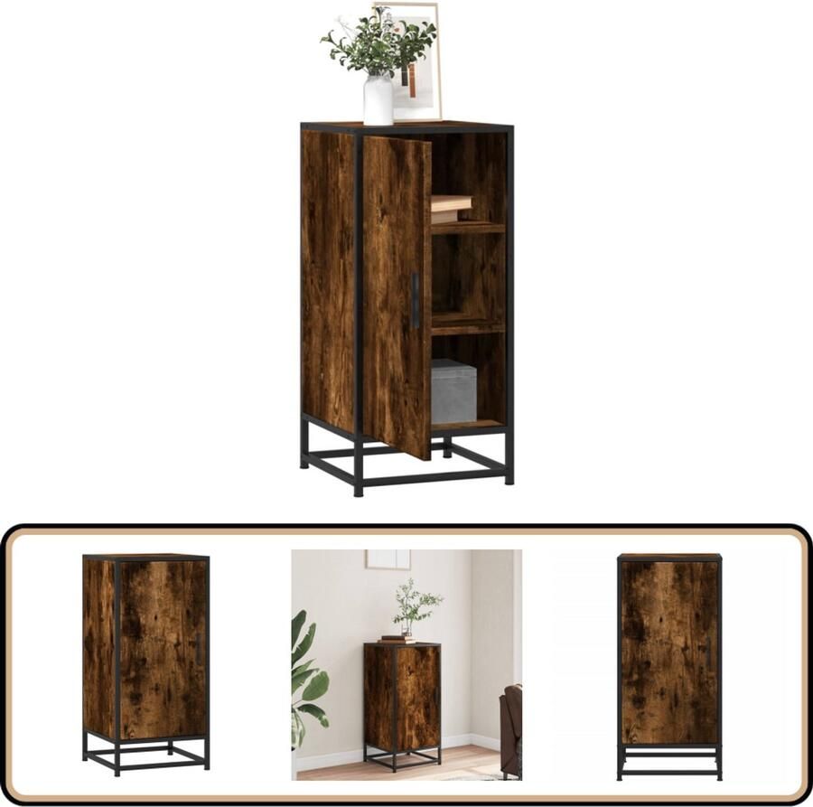 VidaXL Dressoir 35 5x35x76 cm Gerookt Eiken Dressoir Industrieel Design Houten Dressoir Opbergkast Tv-tafel - Foto 2