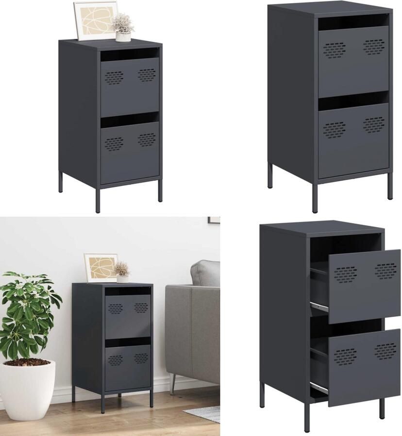 VidaXL Dressoir 35x39x73 5 cm koudgewalst staal antracietkleurig Dressoir Dressoirs Opbergkast Buffet