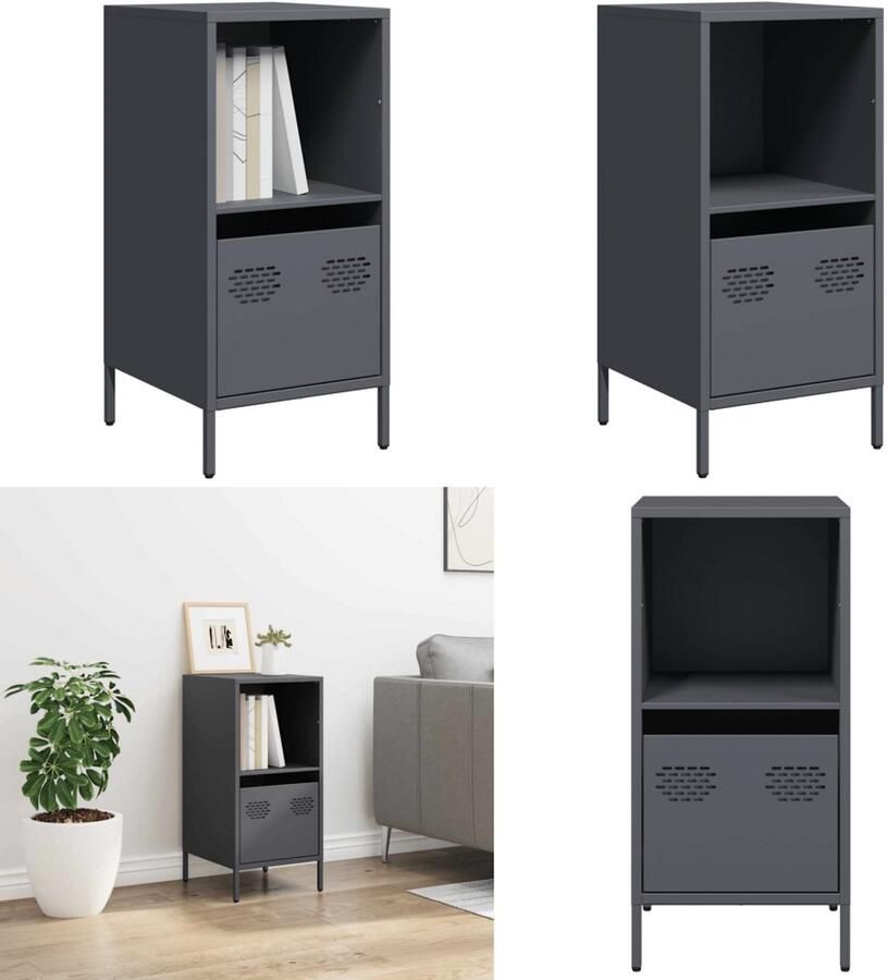 VidaXL Dressoir 35x39x73 5 cm koudgewalst staal antracietkleurig Dressoir Dressoirs Opbergkast Buffet