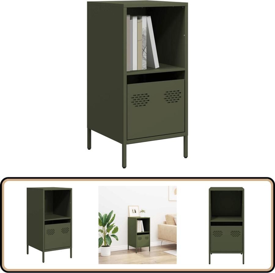 VidaXL Dressoir Olijfgroen Stijlvol & Duurzaam Dressoir Opbergmeubel Salontafel Industrieel Design Metaaldresser