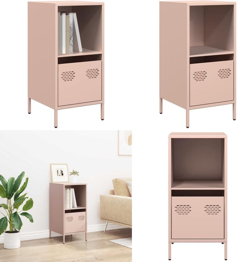 VidaXL Dressoir 35x39x73 5 cm koudgewalst staal roze Dressoir Dressoirs Opbergkast Buffet