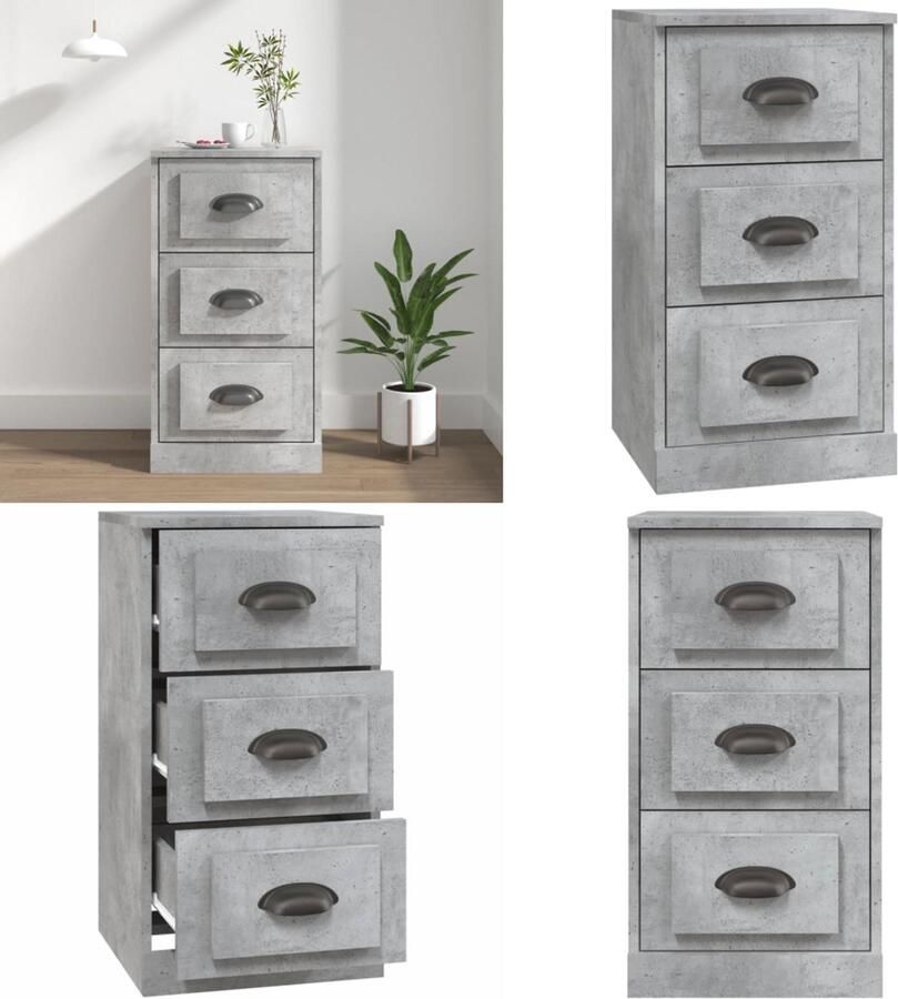 VidaXL Dressoir 36x35 5x67 5 cm bewerkt hout betongrijs Dressoir Dressoirs Kast Dressoirkast