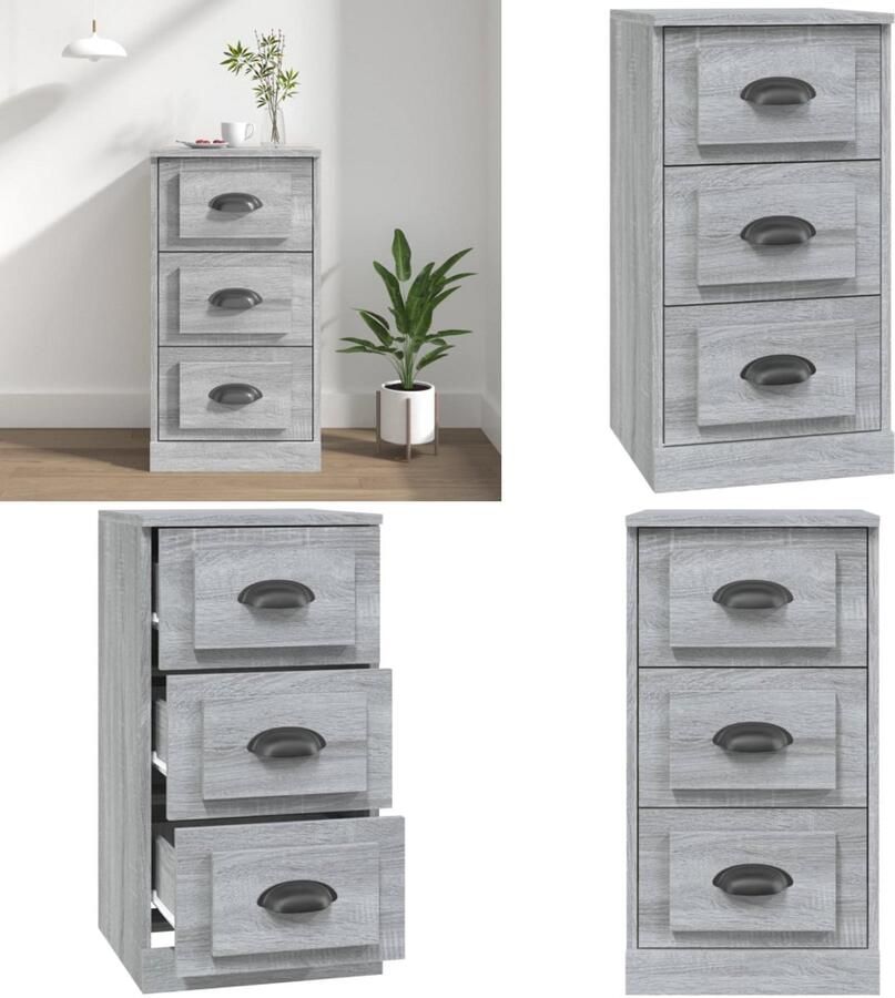 VidaXL Dressoir 36x35 5x67 5 cm bewerkt hout grijs sonoma eikenkleurig Dressoir Dressoirs Kast Dressoirkast