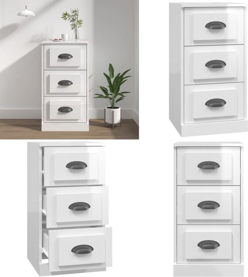 VidaXL Dressoir 36x35-5x67-5 cm bewerkt hout hoogglans wit Dressoir Dressoirs Kast Dressoirkast