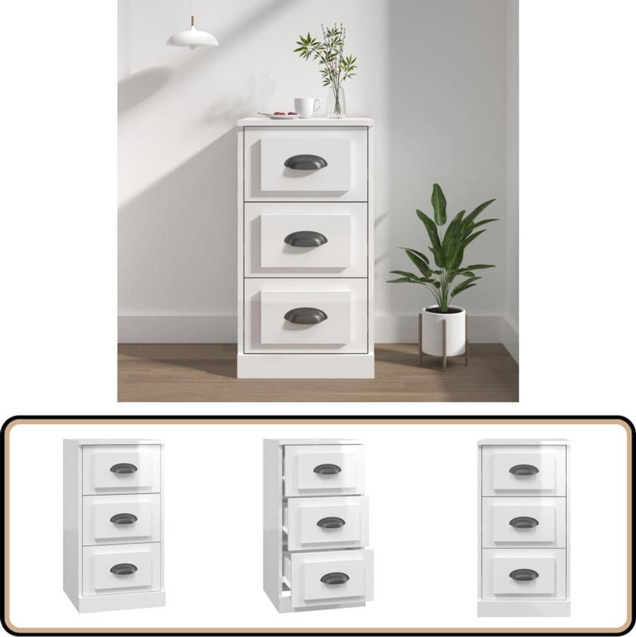 VidaXL Dressoir Hoogglans Wit 36x35 5x67 5 cm Dressoir Kast Bijzettafel Hoogglans Wit Houten Dressoir