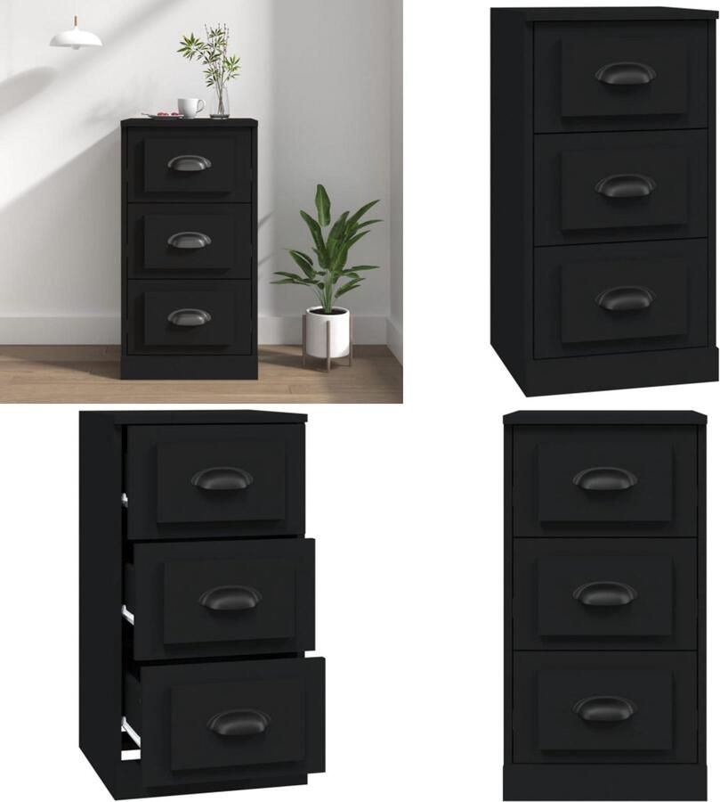 VidaXL Dressoir 36x35 5x67 5 cm bewerkt hout zwart Dressoir Dressoirs Kast Dressoirkast
