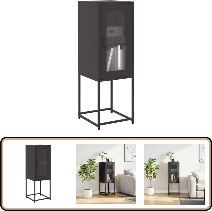 VidaXL Dressoir Zwart Staal 36x39x107 cm Dressoir Staaldraad Salontafel Opslagmeubilair Industrieel Meubilair