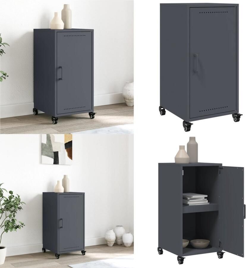 VidaXL Dressoir 36x39x72 cm staal antracietkleurig Dressoir Dressoirs -kast Dressoirkast