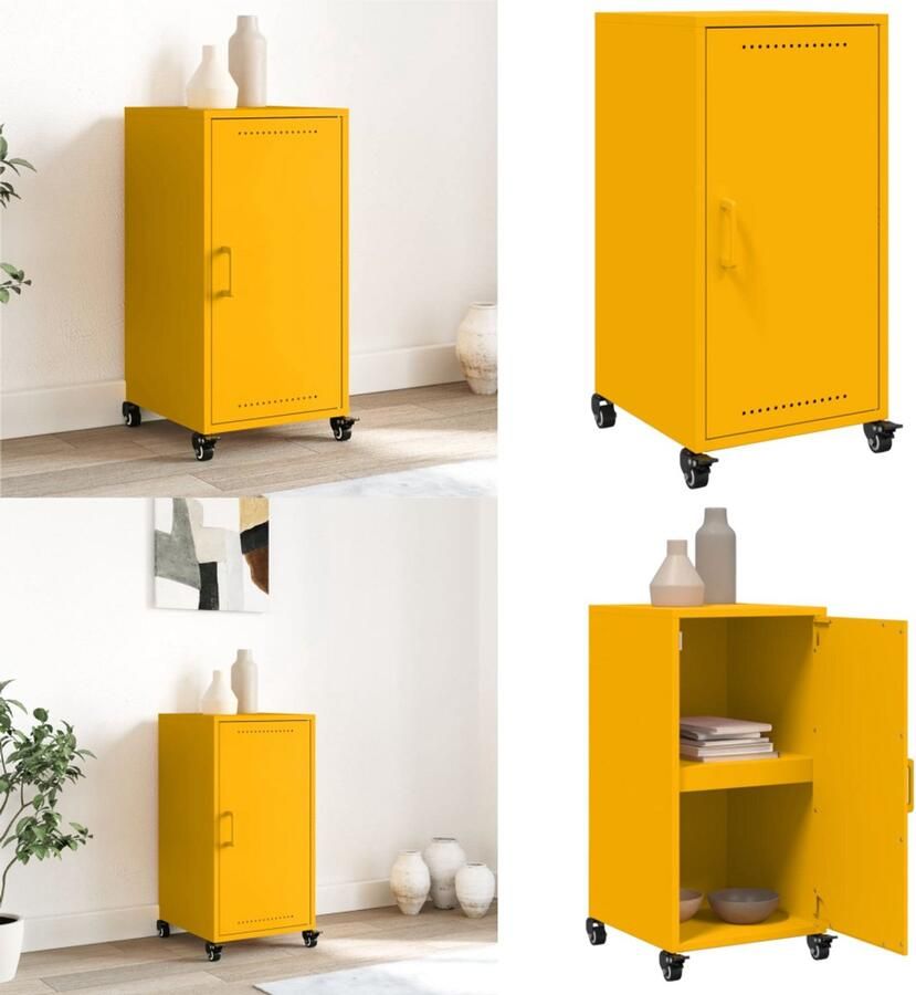 VidaXL Dressoir 36x39x72 cm staal mosterdgeel Dressoir Dressoirs -kast Dressoirkast