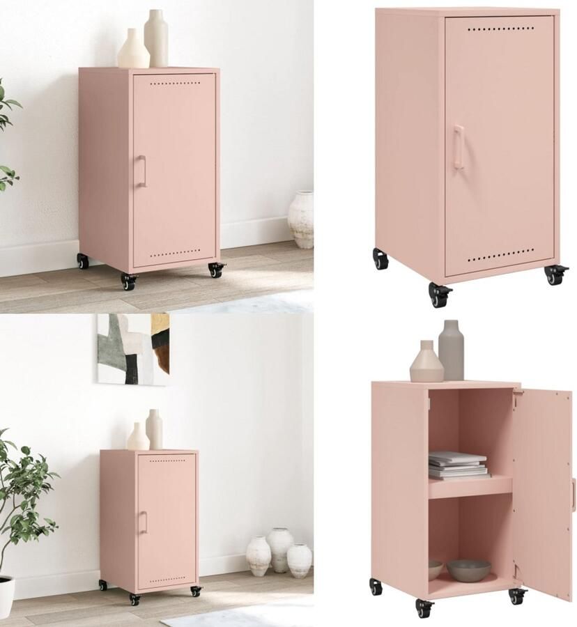 VidaXL Dressoir 36x39x72 cm staal roze Dressoir Dressoirs -kast Dressoirkast