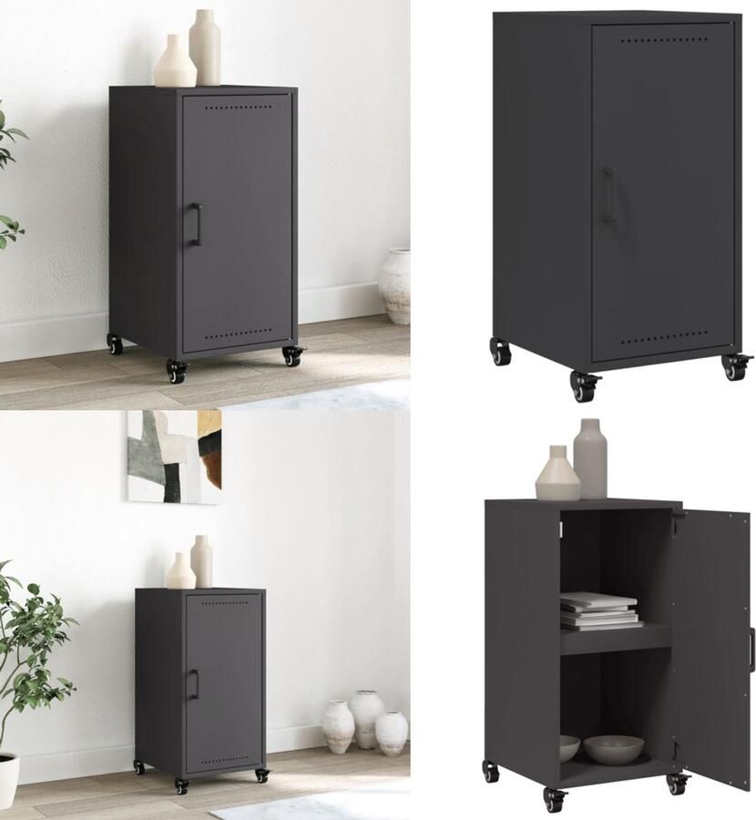 VidaXL Dressoir 36x39x72 cm staal zwart Dressoir Dressoirs -kast Dressoirkast