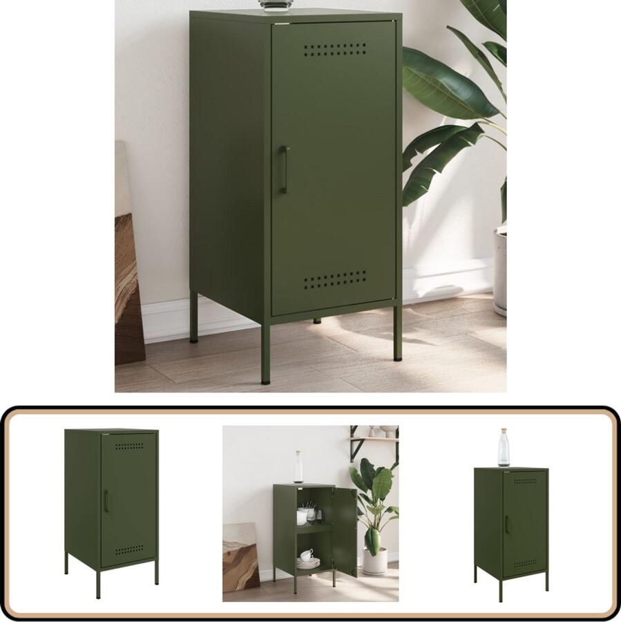 VidaXL Dressoir Staal Olijfgroen 36x39x79 cm Industriele Dressoir Industrieel Furniture Vintage Dressoir Houten Dressoir Salontafel