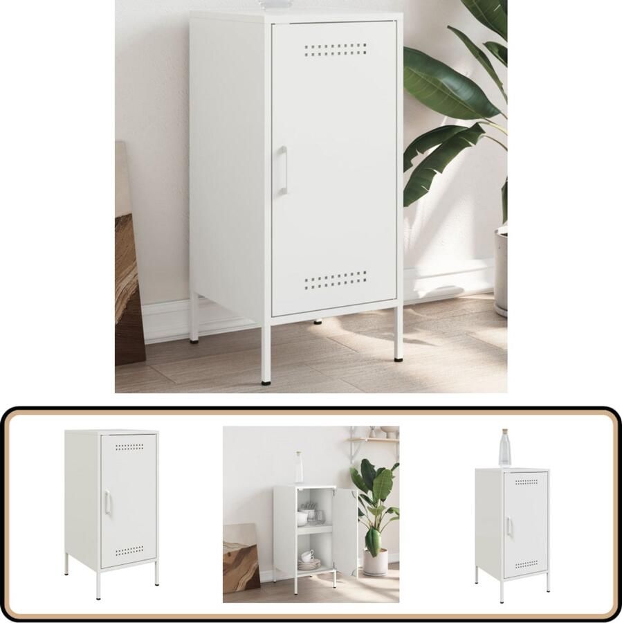 VidaXL Stalen Dressoir Wit 36x39x79 cm Industriële Dressoir Industrieel Buffetkast Stalen Dressoir Witte Dressoir Opbergkast