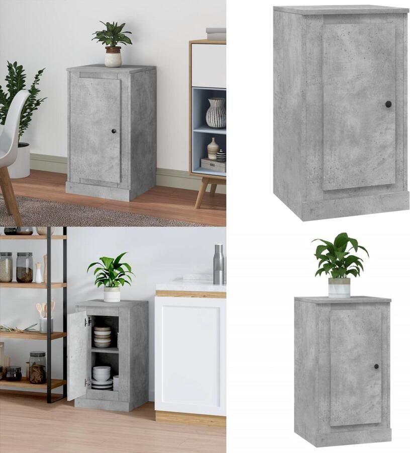 VidaXL Dressoir 37 5x35 5x67 5 cm bewerkt hout betongrijs Dressoir Dressoirs Kast Wandkast