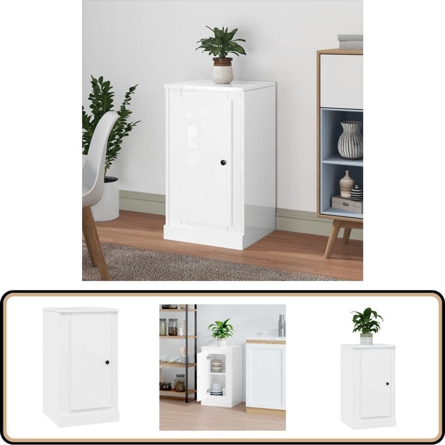 VidaXL Dressoir 37 5x35 5x67 5 cm Hoogglans Wit Dressoir Bijzetkast Klassiek Meubel Witte Kast Houten Dressoir
