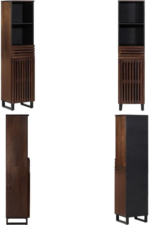 VidaXL Dressoir 38x34x160 cm massief mangohout bruin Dressoir Dressoirs Opbergkast Wandkast