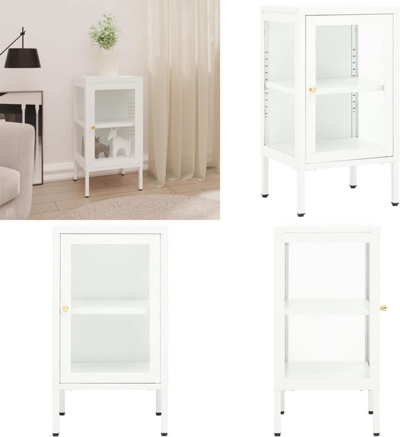 VidaXL Dressoir 38x35x70 cm metaal en glas Dressoir Dressoirs Kast Kasten