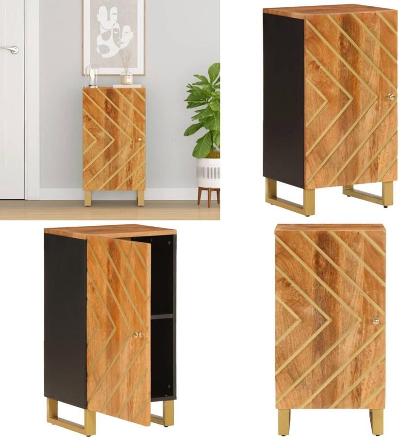 VidaXL Dressoir 40x33 5x75 cm massief mangohout bruin en zwart Dressoir Dressoirs Opbergkast Wandkast
