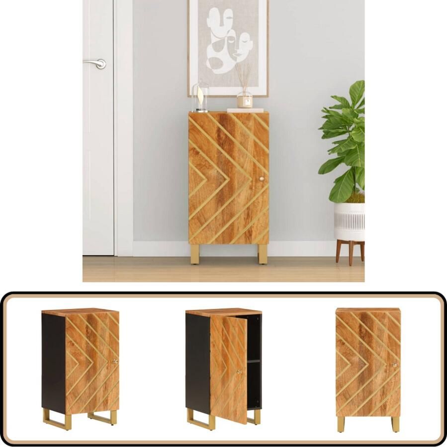 VidaXL Dressoir Mangohout 40x33 5x75 cm Bruin Zwart Dressoir Mango Houtsoort Vintage Dressoir Landelijke Stijl Salontafel