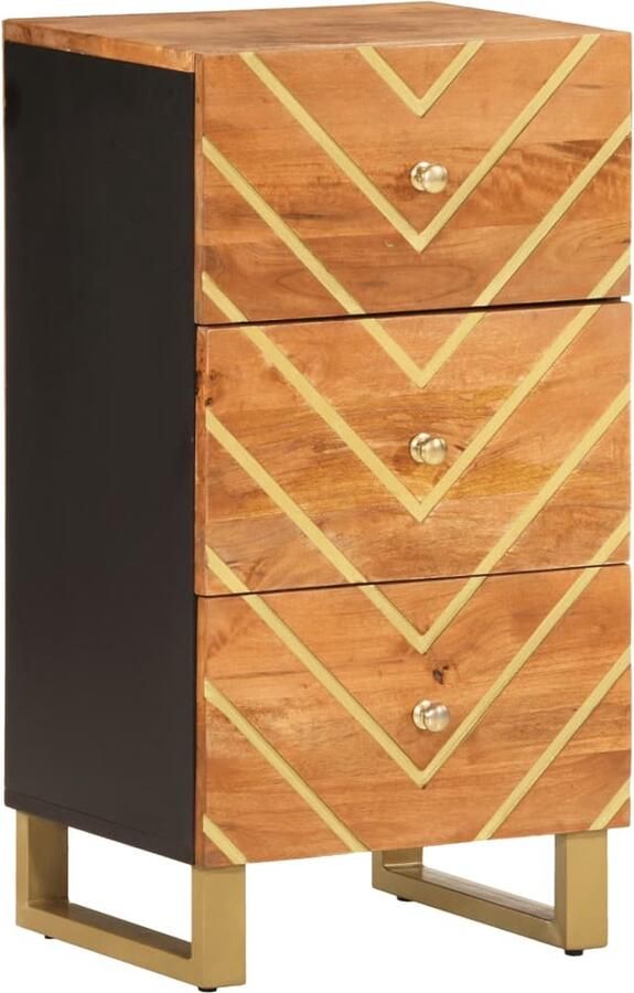 VidaXL -Dressoir-40x33 5x75-cm-massief-mangohout-bruin-en-zwart - Foto 3