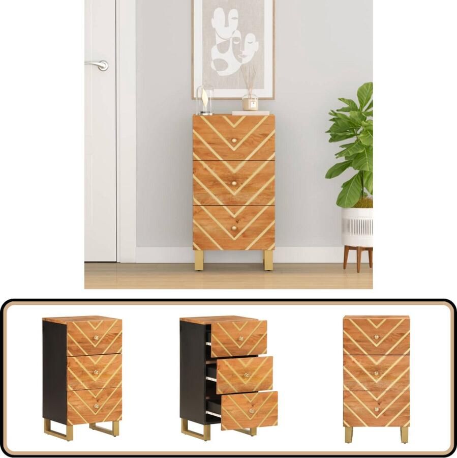 VidaXL Dressoir 40x33 5x75 cm Mangohout Bruin Zwart Dressoir Mango Wood Furniture Houten Dressoir Vintage Dressoir Landelijk Dressoir
