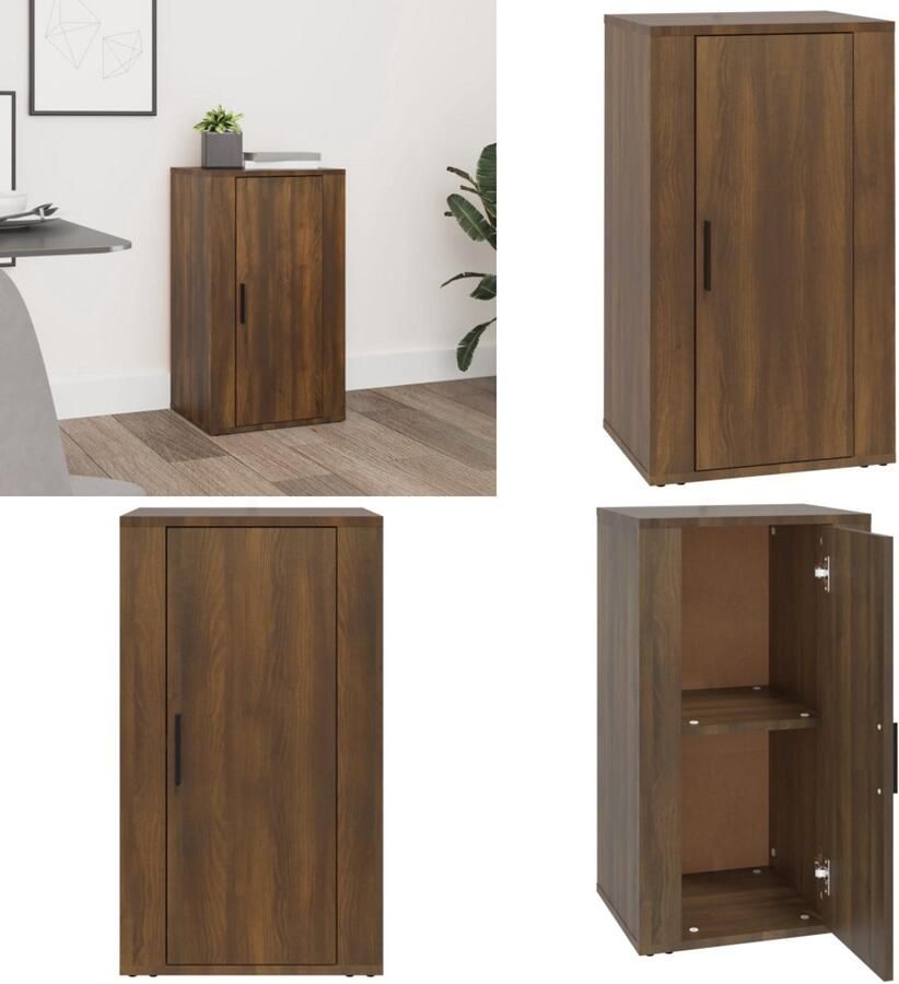 VidaXL Dressoir 40x33x70 cm bewerkt hout bruineikenkleurig Dressoir Dressoirs Kast Wandkast - Foto 3