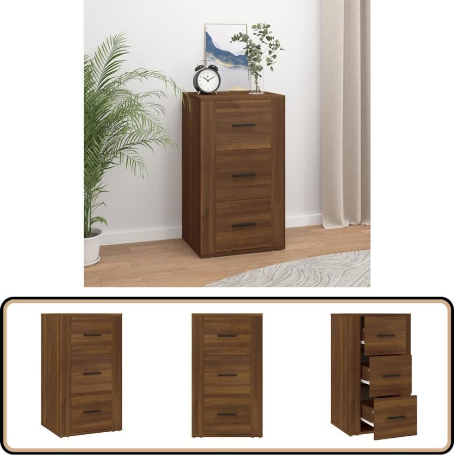 The Living Store Dressoir 40x33x70 cm bewerkt hout bruin eikenkleur Dressoir Houten Dressoir Bruine Eiken Dressoir Opbergmeubel Salontafel
