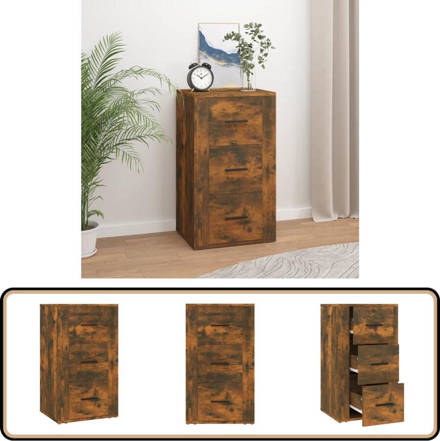 VidaXL Dressoir Gerookt Eiken 40x33x70 cm Dressoir Houten Dressoir Tv Meubel Bergruimte Opbergmeubel